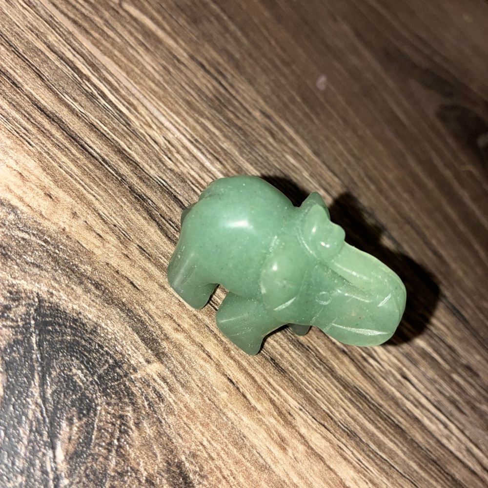 Green Stone Elephant Figurine